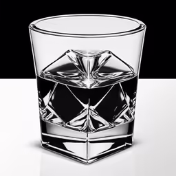 an empty glass filled with a liquid