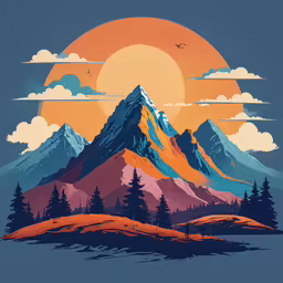 an image of a mountain range with the sun rising over it,the mountains are on a sunny day