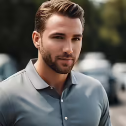 a man standing in front of a parked car