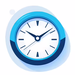 a blue clock with white numbers and a second in it