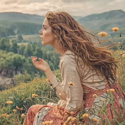 an image of a woman sitting in a field