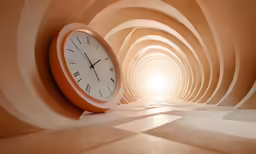 a clock that is sitting in the middle of a tunnel