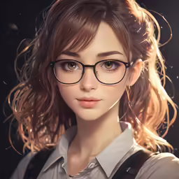 a portrait shot of a girl wearing glasses