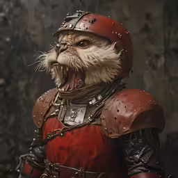 a close up of an animal with a helmet on