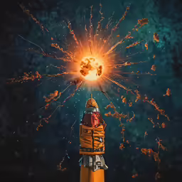this is an image of a person in space with their arm in the air