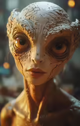 a weird looking alien creature with an indifferent look