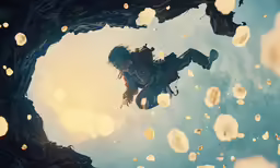 the sky is falling down and some bubbles have been falling from it