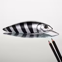 a pencil that has been placed in a fish figure