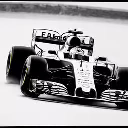 a black and white photo of a formula racing car