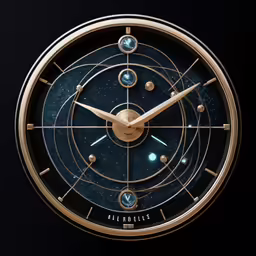 a close up of an analog pocket watch with astro signs