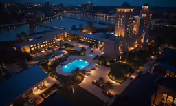 a bird - eye view of the hotel at night