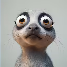 the surprised baby seal is sitting down with large eyes