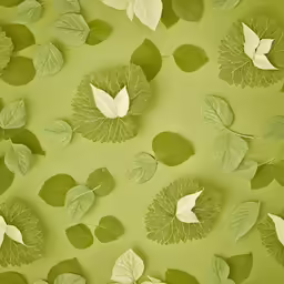 paper leaves on green background for design