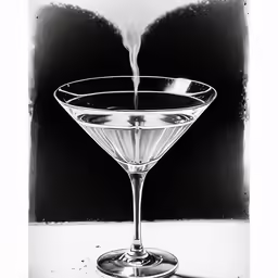 a martini glass with smoke pouring out the top
