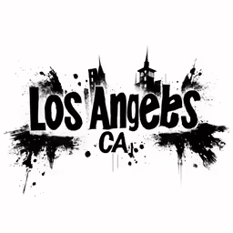 a white wall with the words los angeles ca in black ink