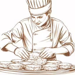 a chef puts condiments on a plate while making mini cheese sandwiches