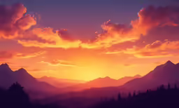 the sun sets over a mountain range and it appears to be the horizon