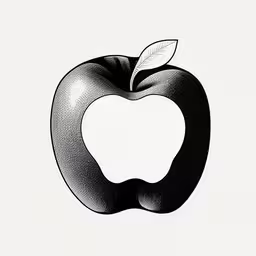 an apple black and white drawing of a green leaf,black and white photo of an apple