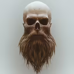 a skull with long hair and a beard is painted to look like a man