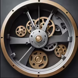 the clock is inside of an open metal holder
