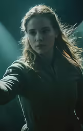 a young woman in an army uniform is holding her arm out