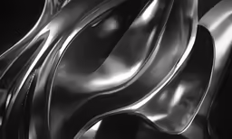 black and white photograph of abstract silver objects