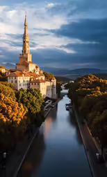 a river that has some trees near it