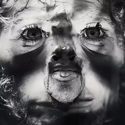a man that has very big eyes and a face