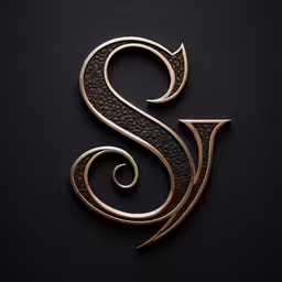 the letter s is made with a golden metal texture