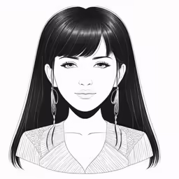 a woman with long hair is looking straight ahead