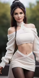 a woman in a dress posing for the camera