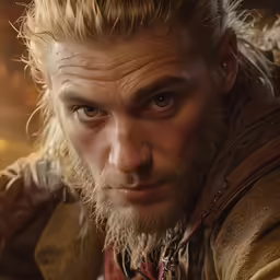 a close up of the man with blonde hair