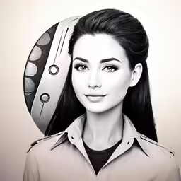 woman in a dress shirt holding a hair clip