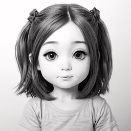 a young girl with an adorable doll on her head