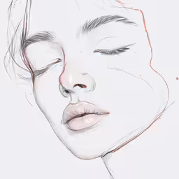 a drawing of a woman with her eyes closed