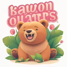 a teddy bear is sitting in the grass near flowers and leaves