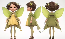 three pictures of the disney fairy characters with their hair and dress