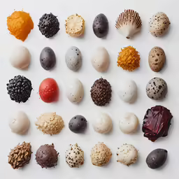 a white surface with nine different types of fruit