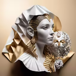 a sculpture of a woman with a golden crown