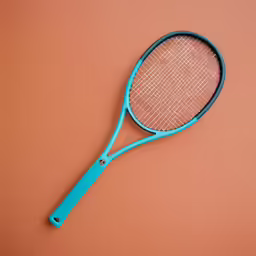 a tennis racket is shown against an orange background