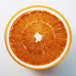 an orange sliced in half sitting in a white bowl