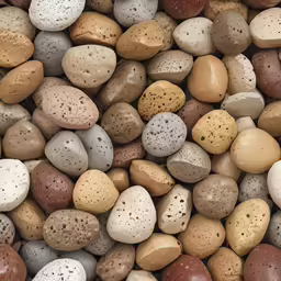 a bunch of pebbles that have some brown spots