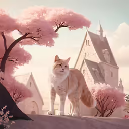 a cat with a white head standing on a hill