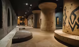 some pillars in a building with a lot of cement