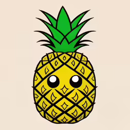 the face of a pineapple with drawn lines