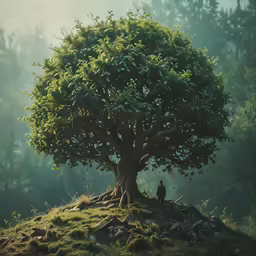 an artistic image of a man and woman beneath a tree