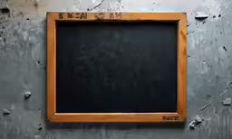 a blackboard mounted to the side of a wall