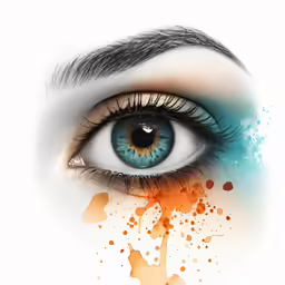 an eye that is reflecting the colors of the eye