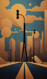 an illustration of the city with tall buildings