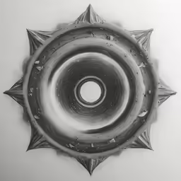 a drawing of a circular object with a ring